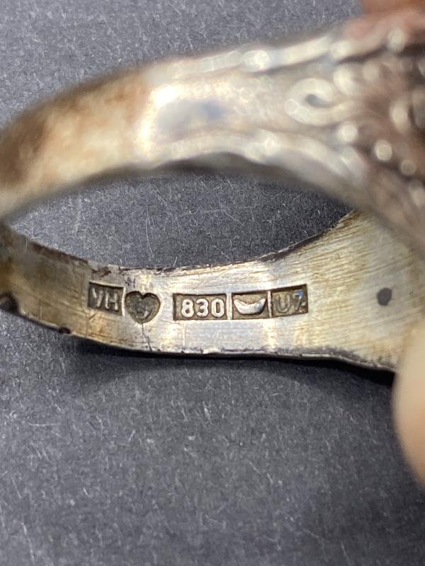 Finnish Army Artillery Officer Silver & Enamel Ring — image 5