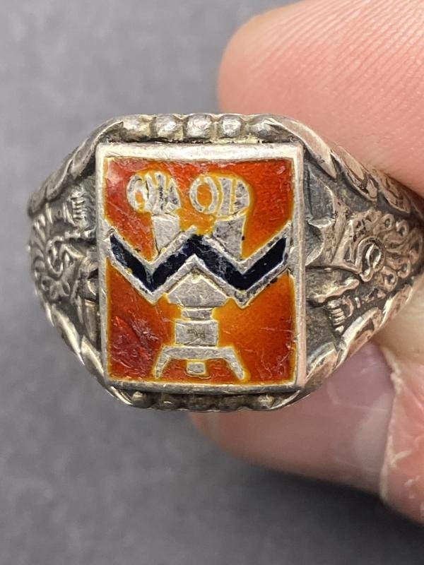 Finnish Army Artillery Officer Silver & Enamel Ring — image 6