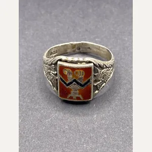Finnish Army Artillery Officer Silver & Enamel Ring