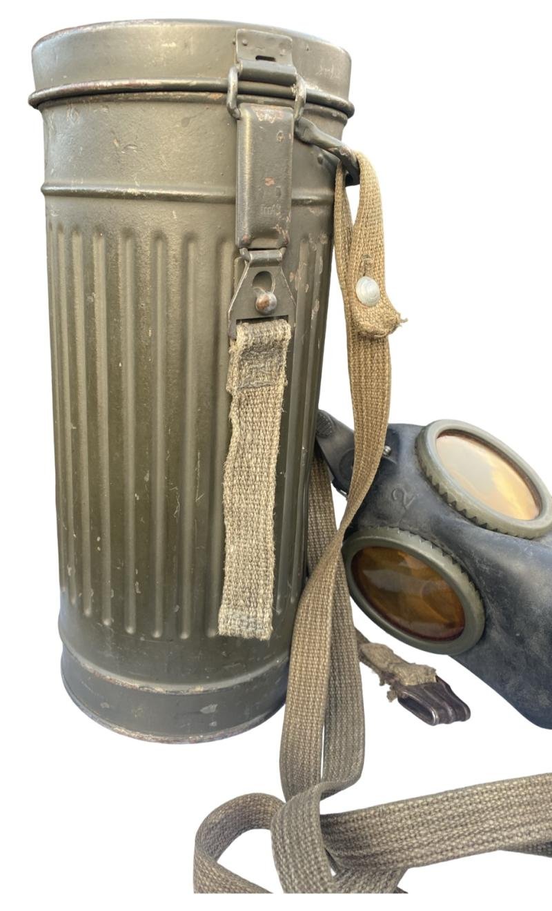 German Army Gas Mask & Tin Complete With Straps — image 2