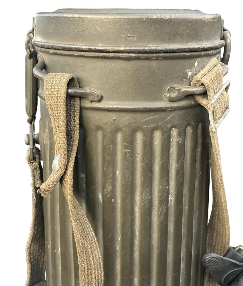 German Army Gas Mask & Tin Complete With Straps — image 3