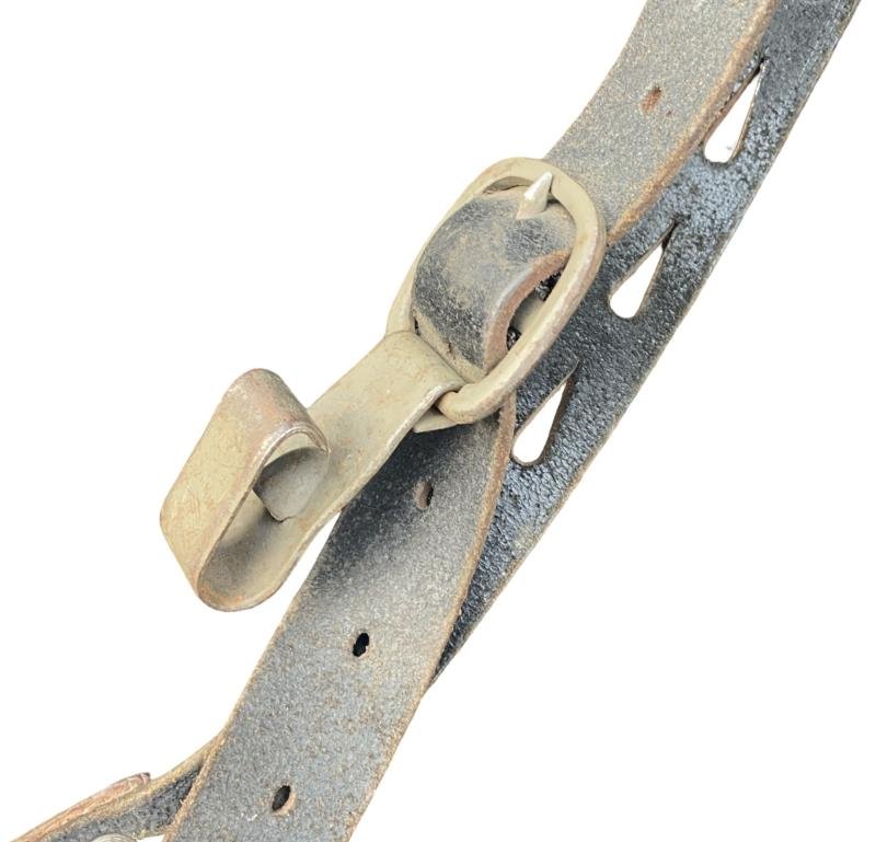 German Army Black Leather Y Straps 1942 Dated — image 4