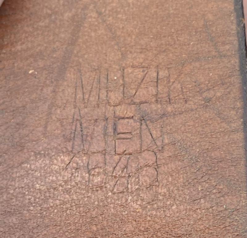 German Army Black Leather Y Straps 1942 Dated — image 9