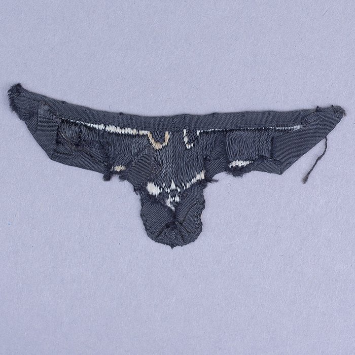 HSS262 Woven national emblem removed from a Heer black Panzer M34 overseas cap by a New Zealand Infantry officer in eastern Cyrenaica — image 5