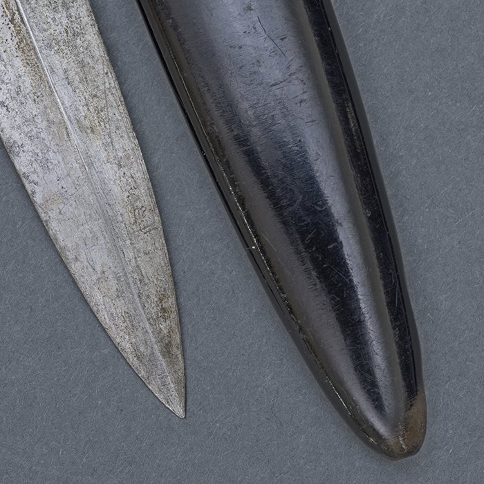 JOJ43 Wooden handled boot knife with spring loaded scabbard clip — image 9