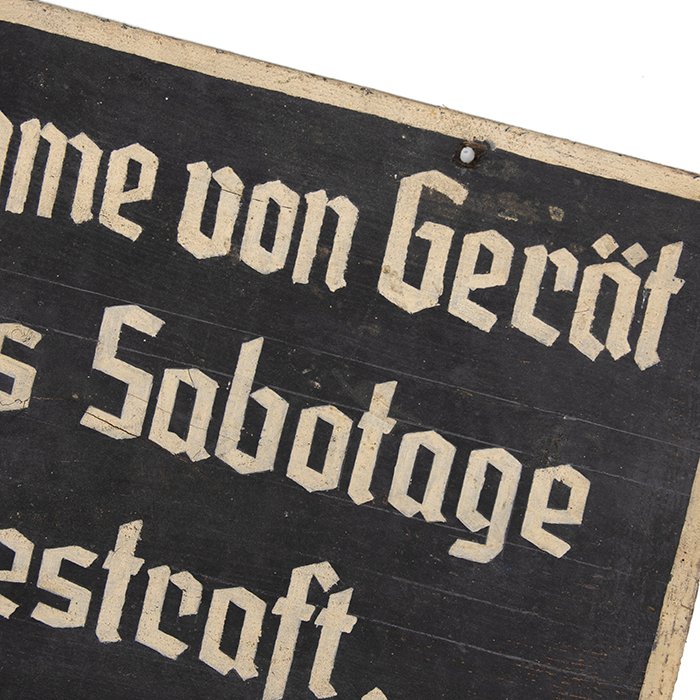 SHR43 Wooden warning sign reading 'removal of device is punished as sabotage' — image 3