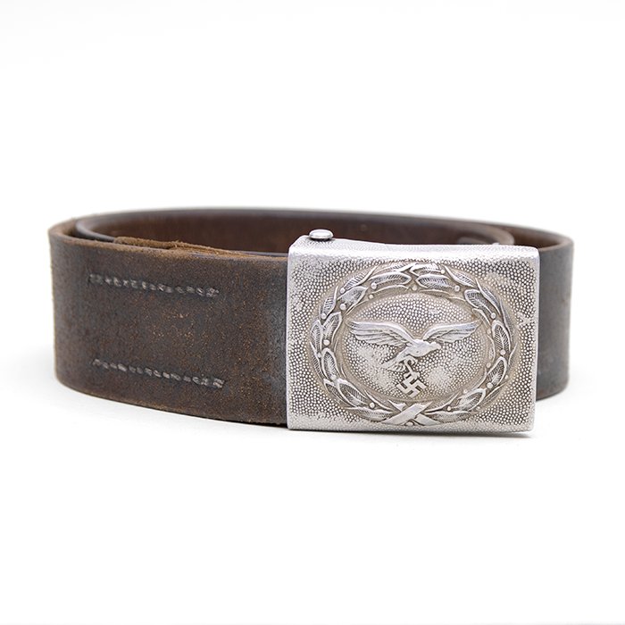 FWI3 Luftwaffe EM brown leather belt with aluminum buckle — image 3