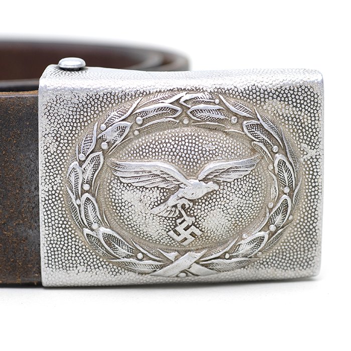 FWI3 Luftwaffe EM brown leather belt with aluminum buckle — image 4