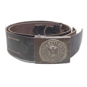 MP5002 Heer EM black leather belt and painted steel buckle