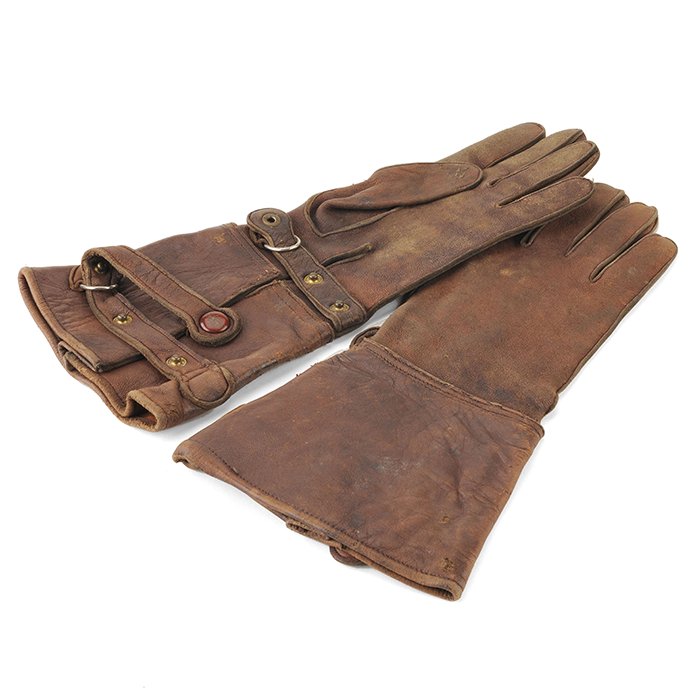 ACZ158 Luftwaffe issue brown leather flight gauntlets — image 4