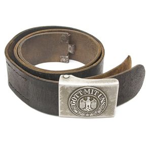 MP4011 Black leather belt with aluminum Heer EM buckle
