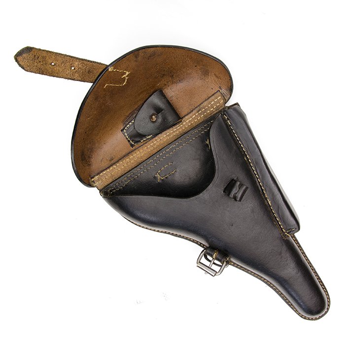 MP4008 Excellent black leather hard shell P08 holster — image 3