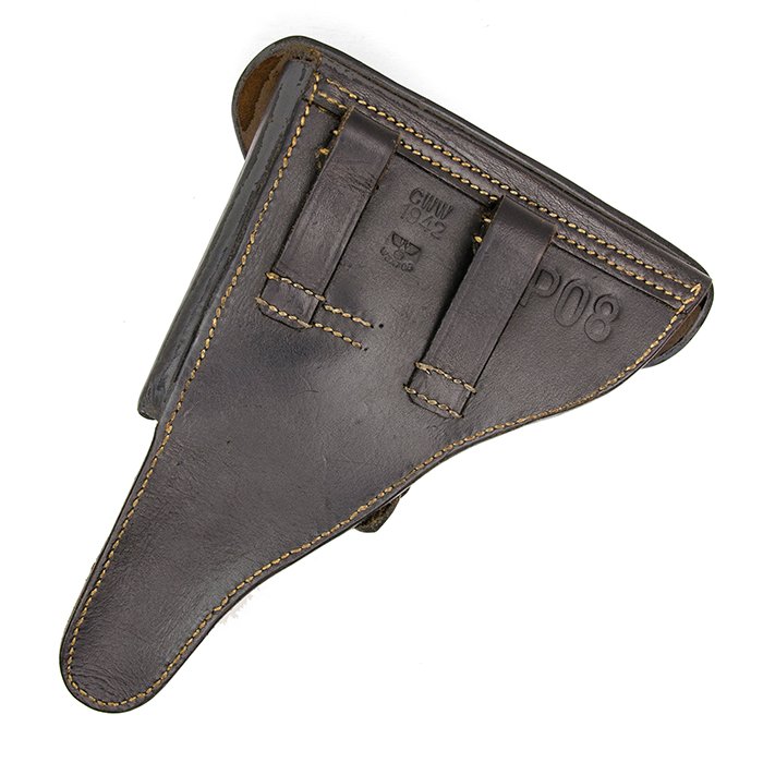 MP4008 Excellent black leather hard shell P08 holster — image 5