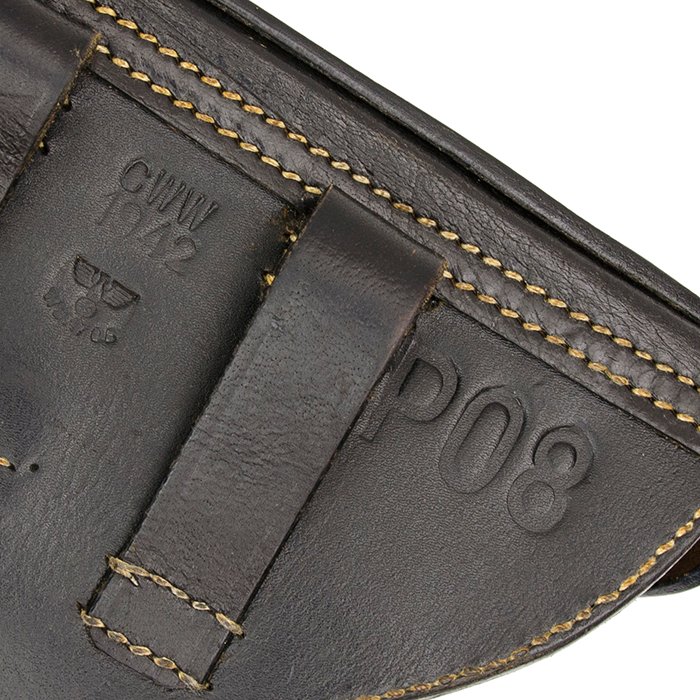 MP4008 Excellent black leather hard shell P08 holster — image 6