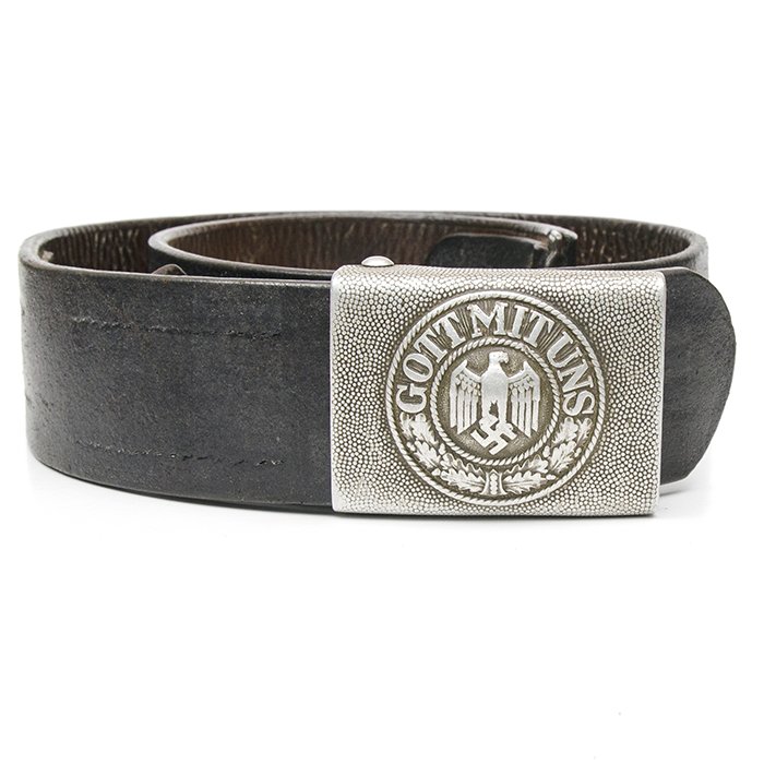 MP4010 Heer EM black leather belt with aluminum buckle — image 2