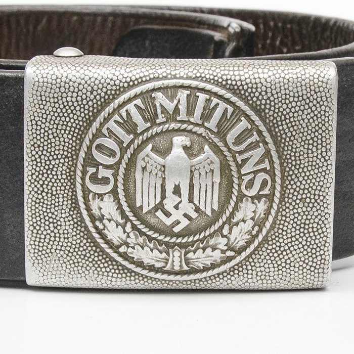 MP4010 Heer EM black leather belt with aluminum buckle — image 3