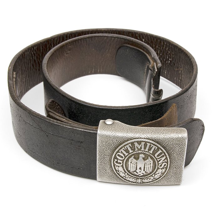 MP4010 Heer EM black leather belt with aluminum buckle — image 4