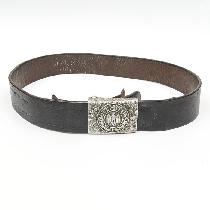 MP4010 Heer EM black leather belt with aluminum buckle — image 5