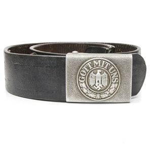 MP4010 Heer EM black leather belt with aluminum buckle