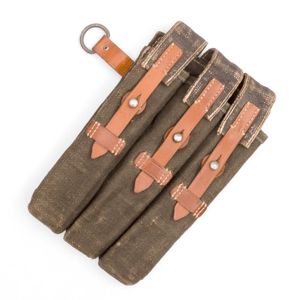 ADM8 Blue MP40 magazine pouch with brown leather components