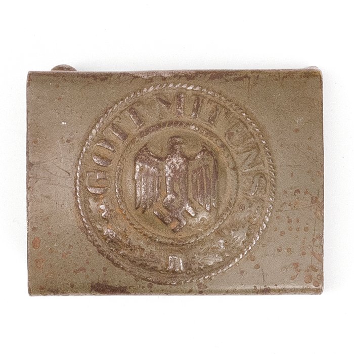 PEA18 Named Heer EM painted steel buckle and black leather belt — image 5