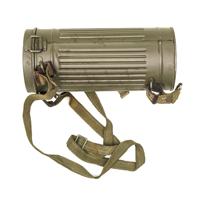AHJ43 Military issue gas mask canister and carrying straps — image 4