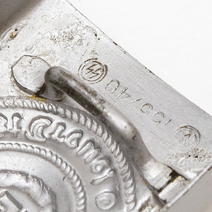 OTA7 RZM marked early quality painted steel Waffen-SS EM belt buckle — image 10
