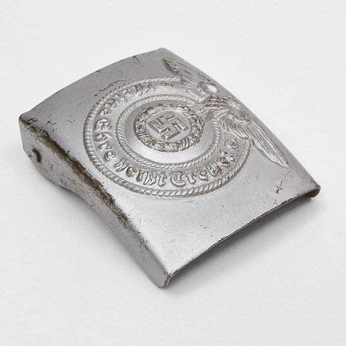 OTA7 RZM marked early quality painted steel Waffen-SS EM belt buckle — image 3