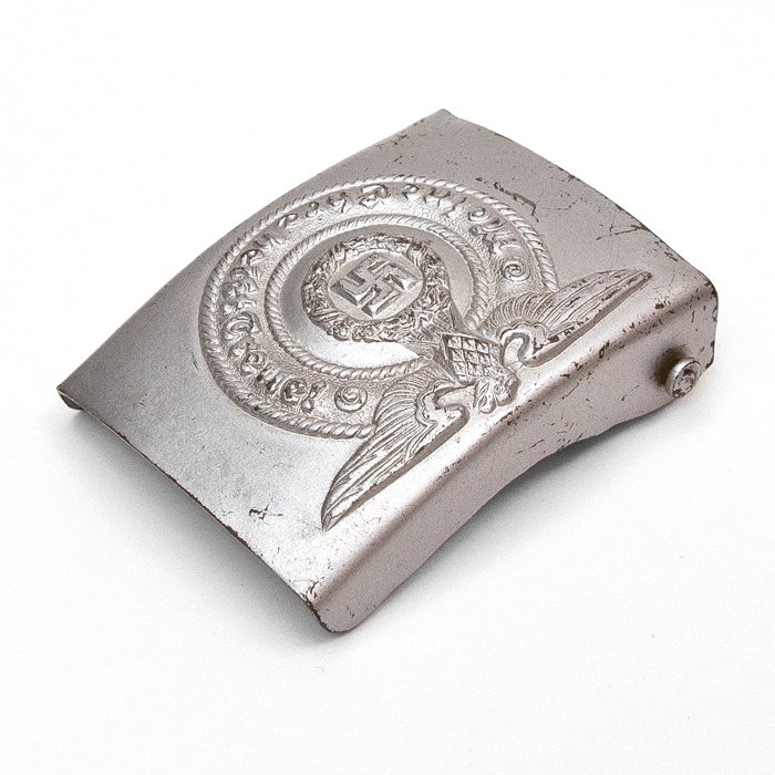 OTA7 RZM marked early quality painted steel Waffen-SS EM belt buckle — image 4
