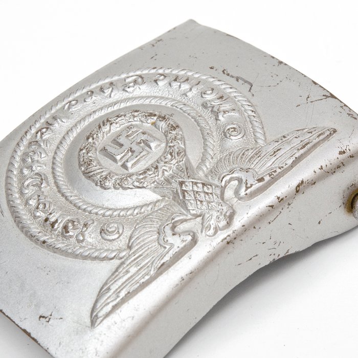 OTA7 RZM marked early quality painted steel Waffen-SS EM belt buckle — image 5