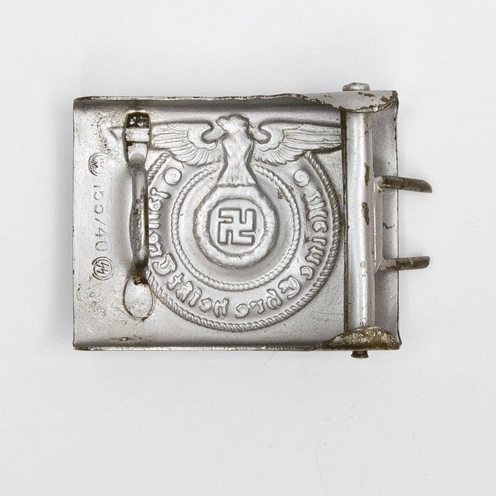OTA7 RZM marked early quality painted steel Waffen-SS EM belt buckle — image 6