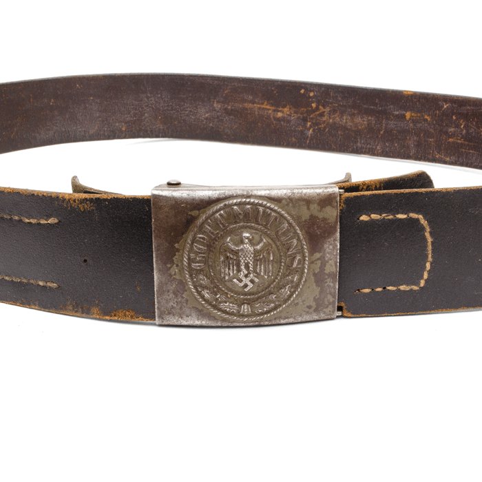 UBA7 Heer EM painted steel buckle and black leather belt — image 4