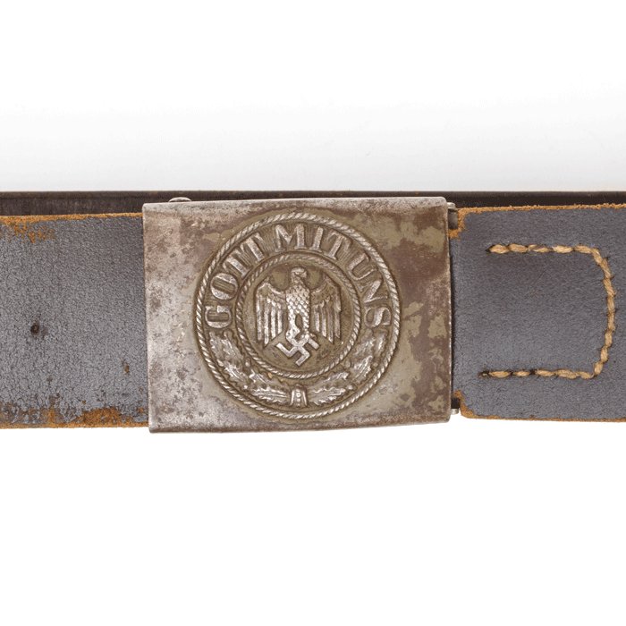 UBA7 Heer EM painted steel buckle and black leather belt — image 5