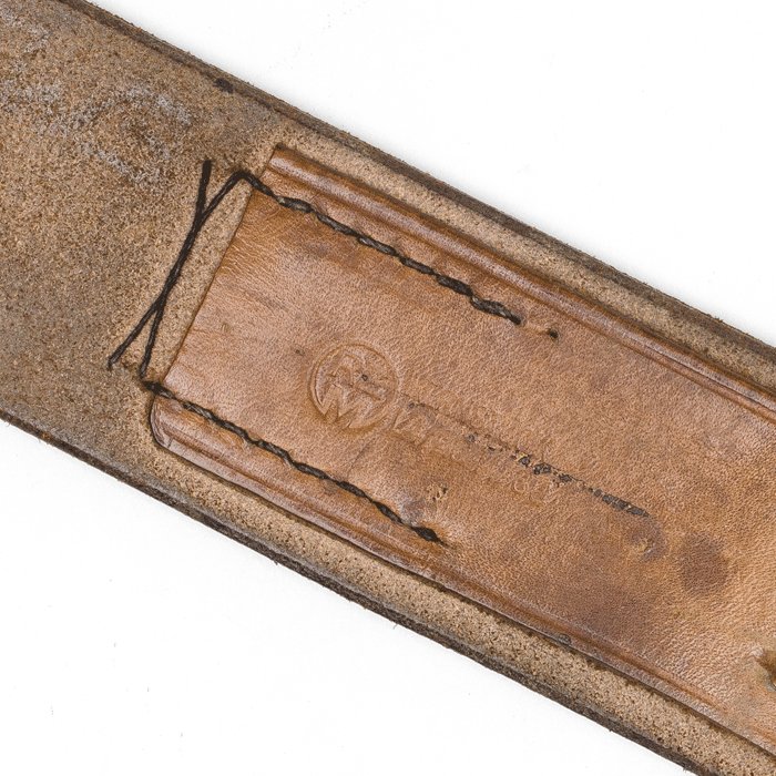 SRA6 Luftwaffe aluminum EM belt buckle and brown leather RZM marked belt — image 10