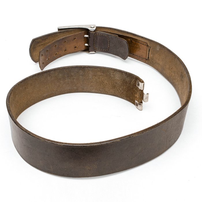 SRA6 Luftwaffe aluminum EM belt buckle and brown leather RZM marked belt — image 9
