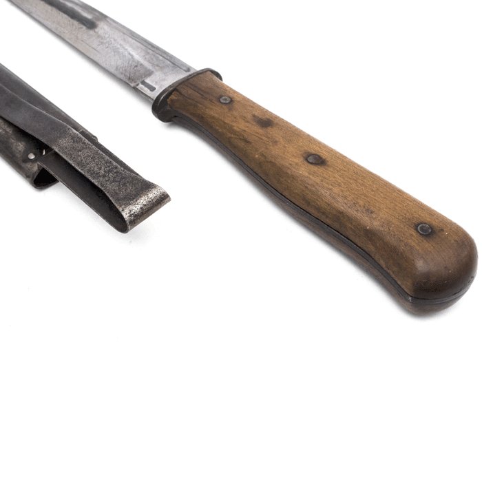 SJA16 Wooden handled fighting knife with spring loaded scabbard clip — image 8