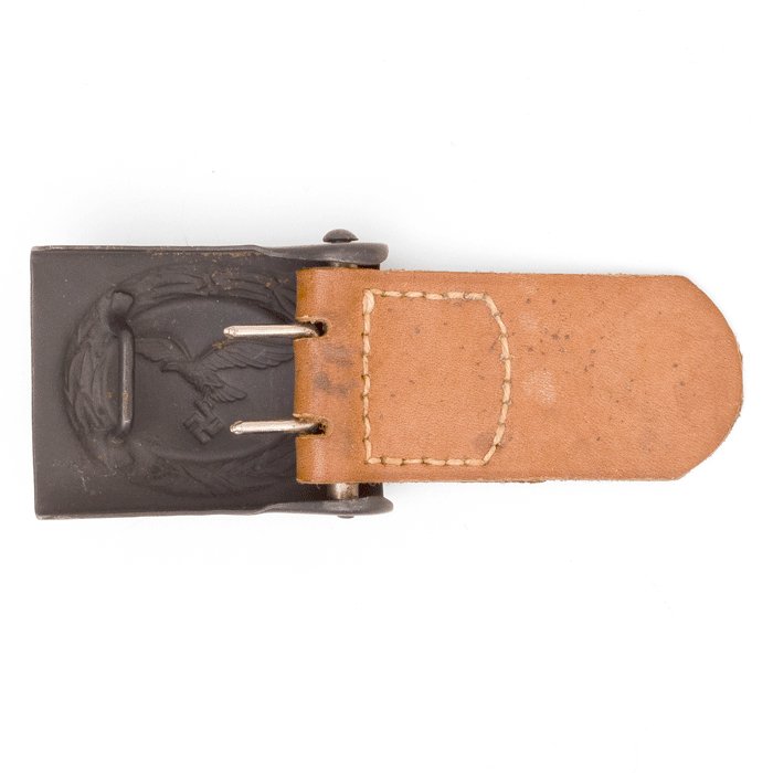 SPA9 Mint Luftwaffe EM belt buckle with brown leather tab — image 6