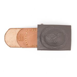 SPA9 Mint Luftwaffe EM belt buckle with brown leather tab