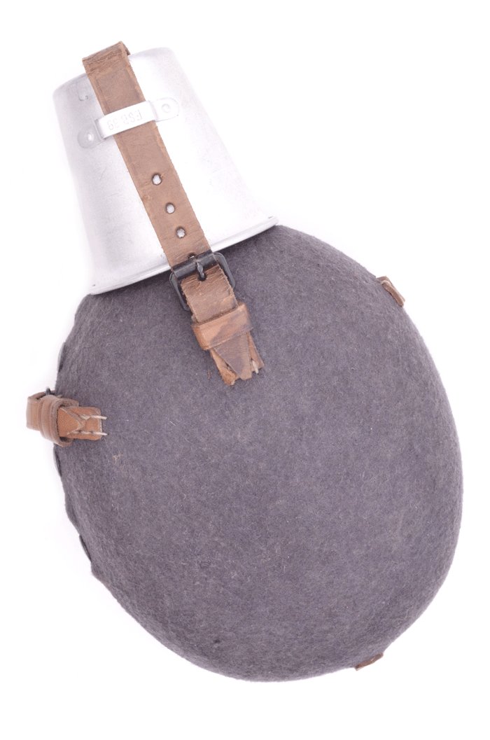 AMS032 Blue fabric covered water bottle with carrying strap — image 2