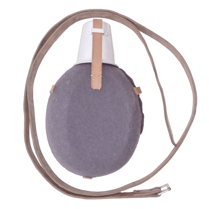 AMS032 Blue fabric covered water bottle with carrying strap — image 4