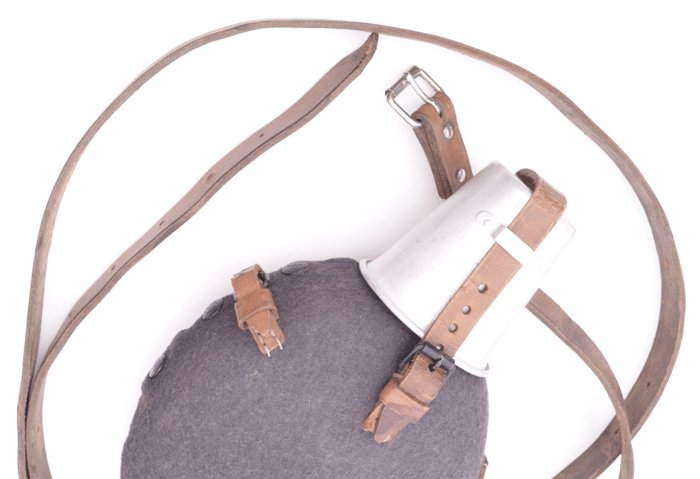 AMS032 Blue fabric covered water bottle with carrying strap — image 5