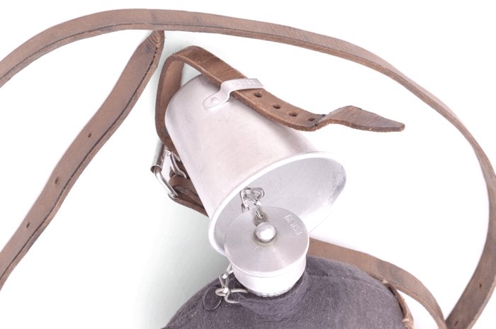 AMS032 Blue fabric covered water bottle with carrying strap — image 6