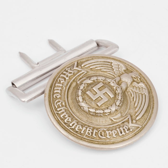 BAA6 SS officer's leather belt and nickel buckle — image 5