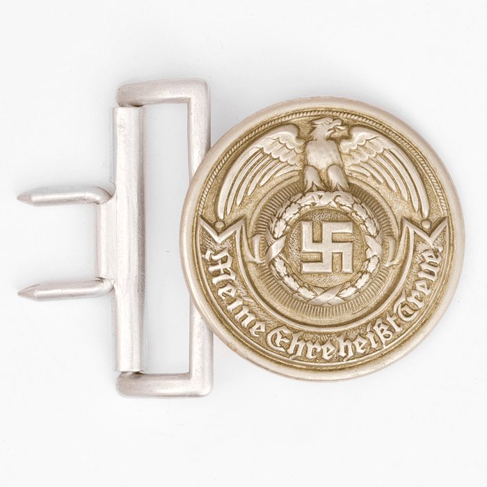 BAA6 SS officer's leather belt and nickel buckle — image 6