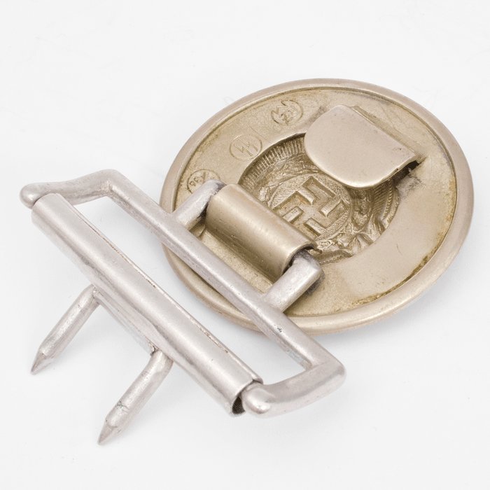 BAA6 SS officer's leather belt and nickel buckle — image 8