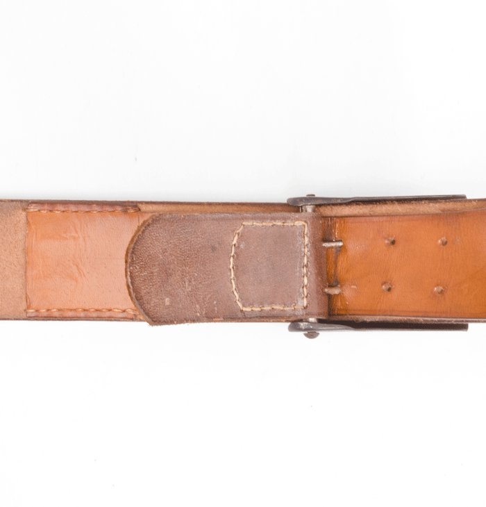 MAA12 Gunstock brown leather Luftwaffe service belt with blue Luftwaffe painted buckle and leather tab — image 8