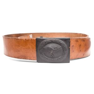 MAA12 Gunstock brown leather Luftwaffe service belt with blue Luftwaffe …