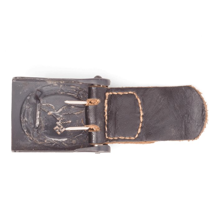 PEA15 Blue painted Luftwaffe EM belt buckle with leather tab — image 4