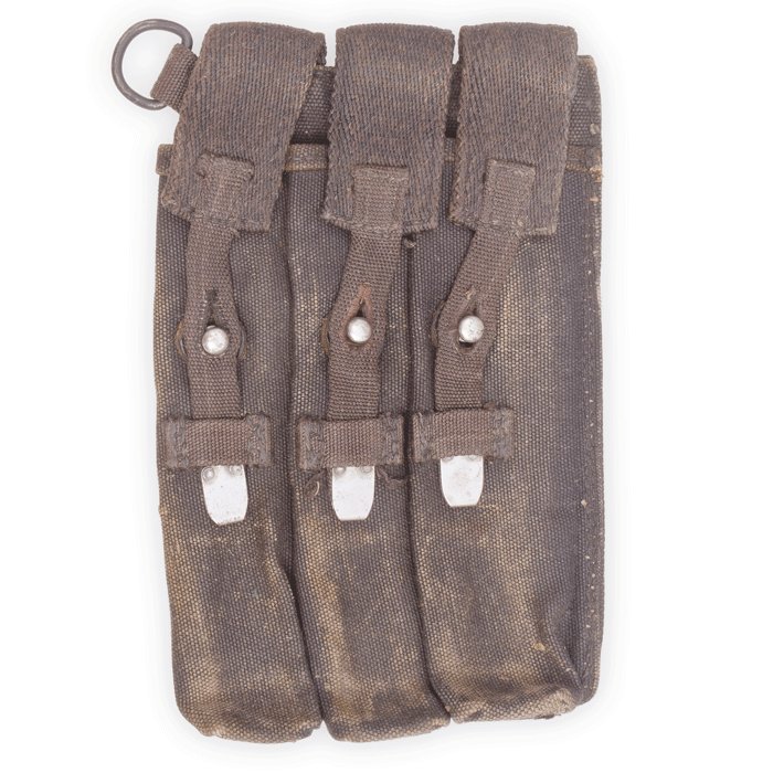 OT004 Blue MP40 magazine pouch with metal tipped web straps — image 2