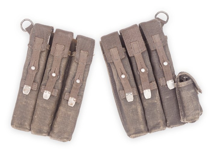 MDA20 Matched pair of blue MP40 magazine pouches with metal tipped straps — image 7